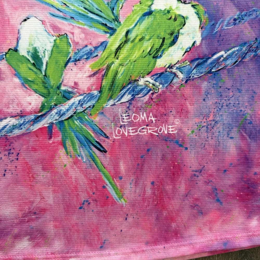 Leoma Lovegrove Dress Large Pullover Tropical Birds Parakeet Resort Artsy Travel - Picture 7 of 11